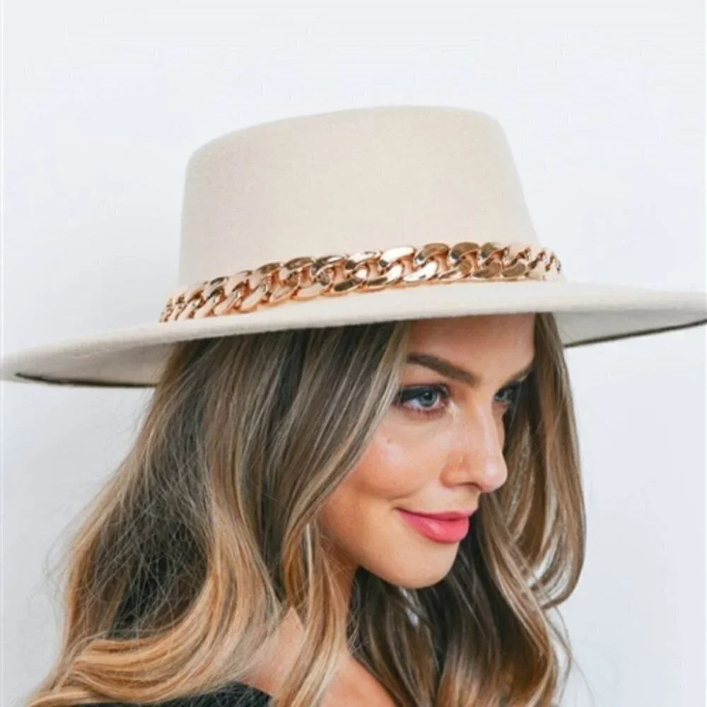 Chain Detailed Fall Winter Hat - ivory ( more colors available )